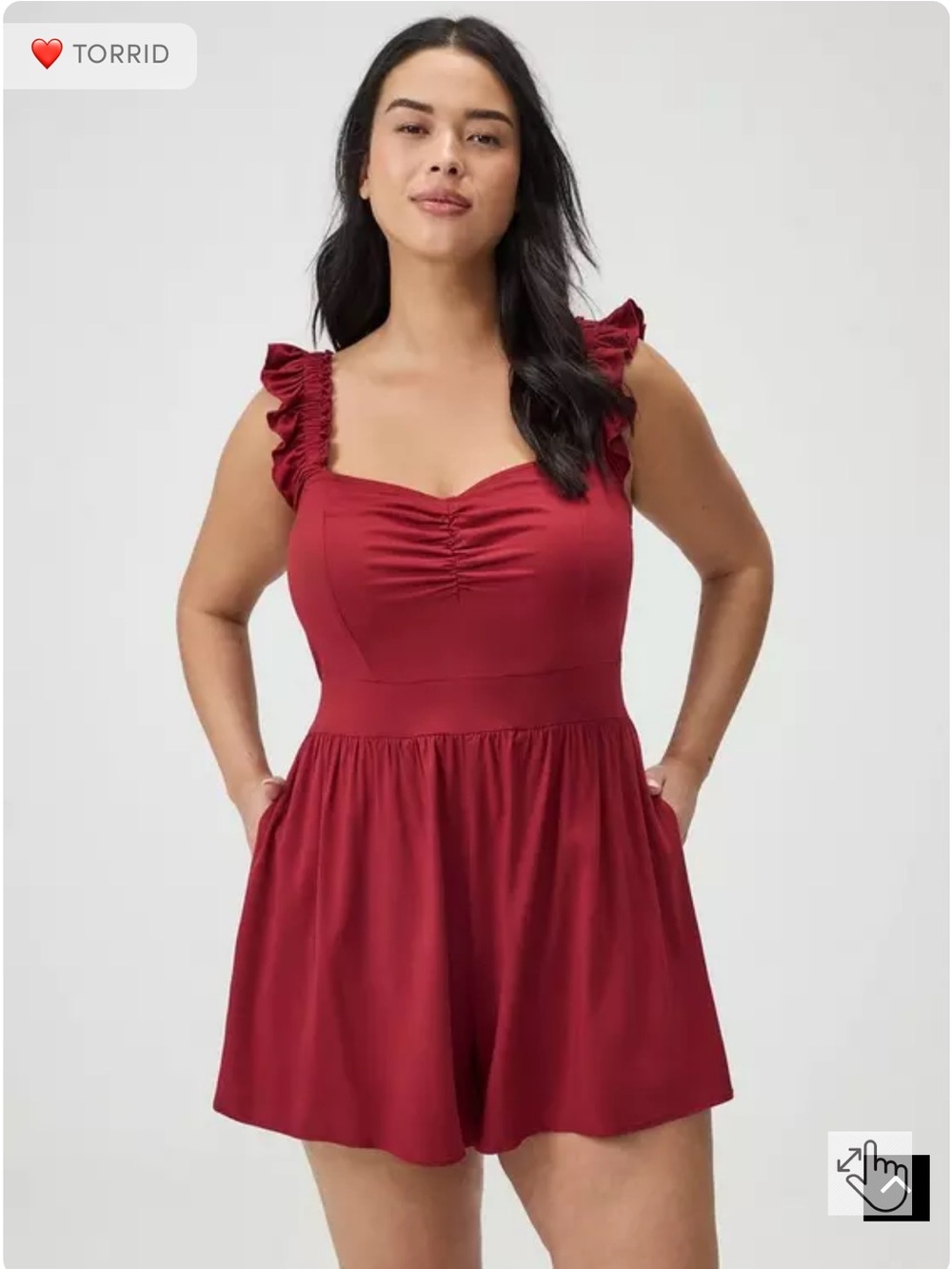 torrid Red Ruffled Strap Romper - Picture 5 of 11